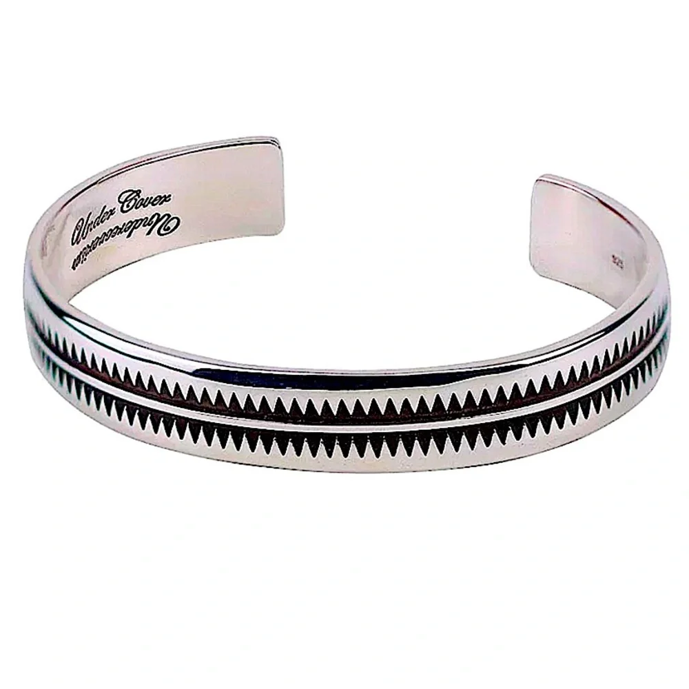 Minimalist Tooth Sterling Silver Cuff Bangle Bracelet - Picture 5 of 6